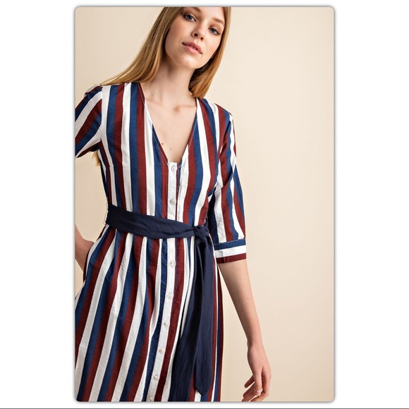 Multicolored Striped Midi Dress - Picture 4 of 8